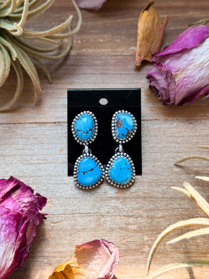 Sterling Silver Golden Hill Turquoise Dangle Earrings