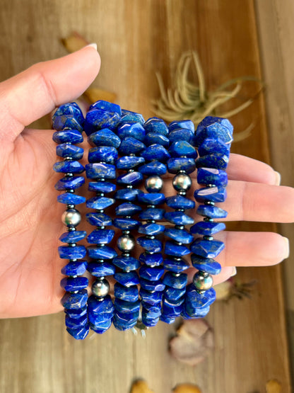 Faceted Lapis & Hematite Necklace – 21.5"