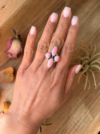 Pink Conch Shell Sterling Silver Ring – Size 7 or 8