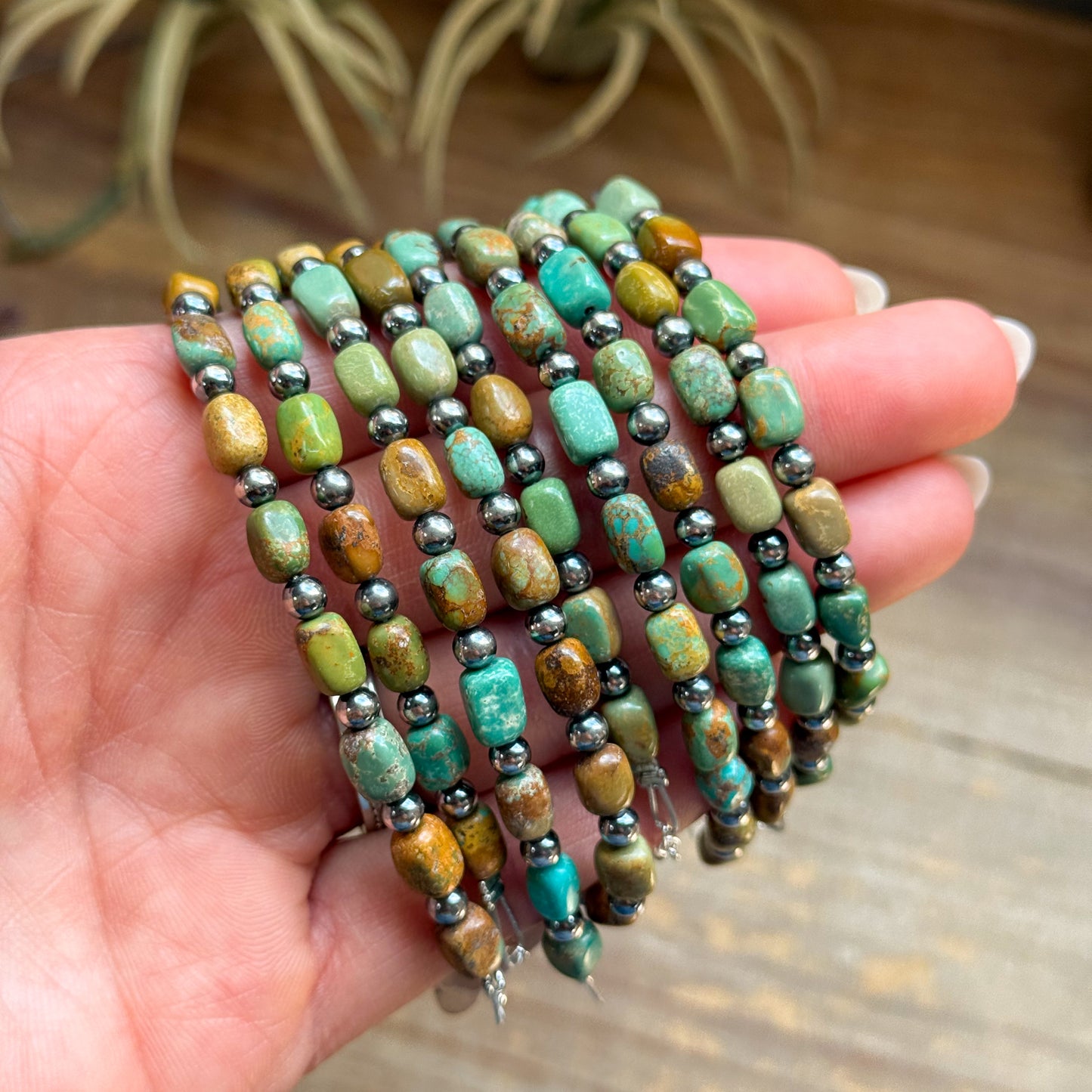 Real Turquoise  Bracelet with Sterling Silver Pearls