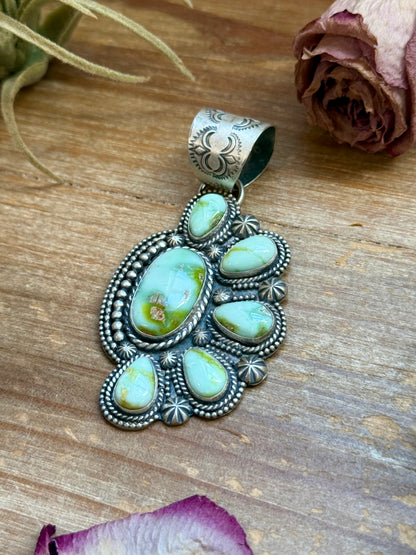 Sterling Silver Palomino Variscite Half Cluster Pendant – Handmade by Artist Shay Pfeiffer