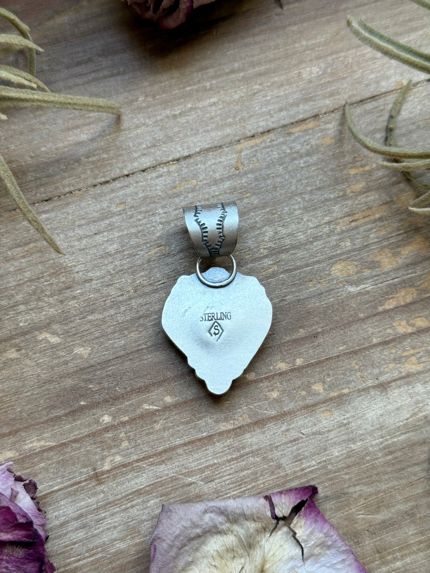 Sterling Silver Pilot Mountain Turquoise Heart Pendant – Handmade by Artist Shay Pfeiffer
