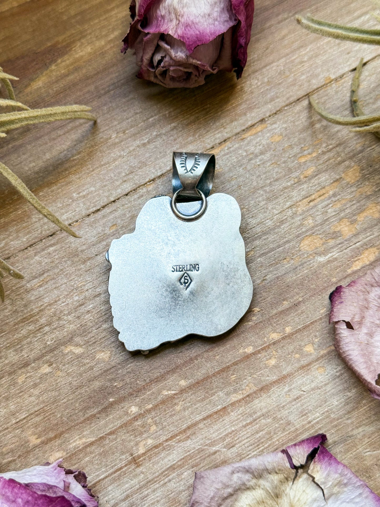 Sterling Silver Autumn Spiny Oyster Buffalo Pendant – Handmade by Artist Shay Pfeiffer