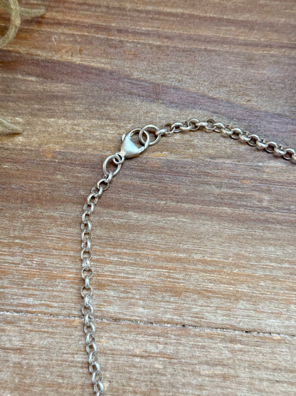 Sterling Silver Buffalo Nickel Necklace – Filed Frame Border – 18” Fixed Chain – Artist Jason Ogg