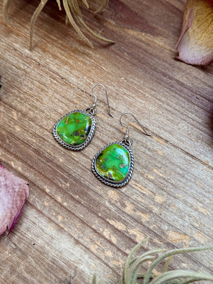 Sterling Silver Sonoran Turquoise Dangle Earrings – Handmade by Artist Jason Ogg