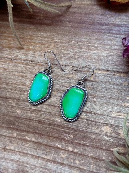 Sterling Silver Sonoran Turquoise Dangle Earrings – Handmade by Artist Jason Ogg
