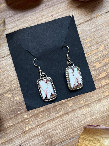 Sterling Silver Wild Horse Jasper Dangle Earrings – Handmade by Artist Jason Ogg