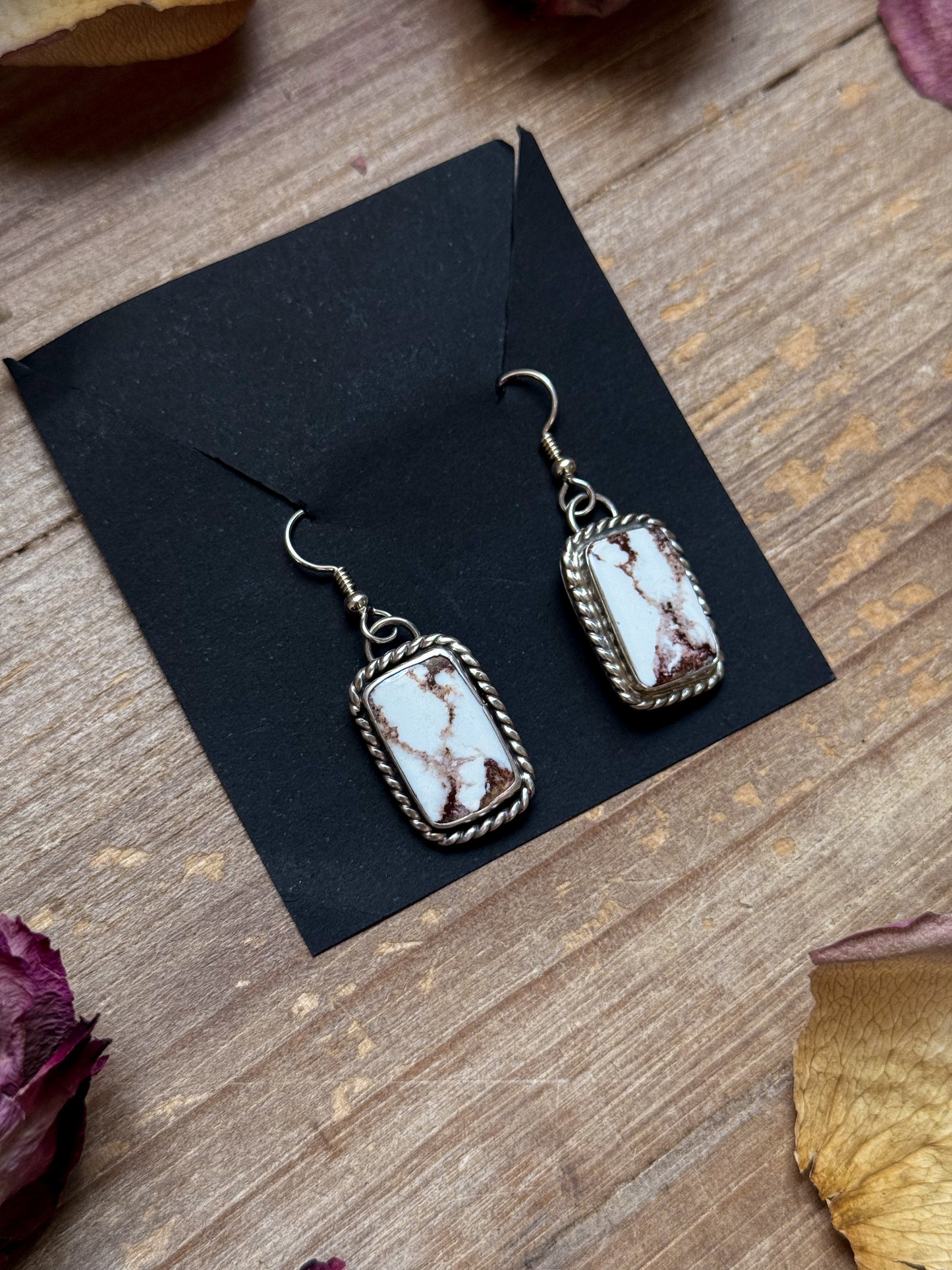 Sterling Silver Wild Horse Jasper Dangle Earrings – Handmade by Artist Jason Ogg