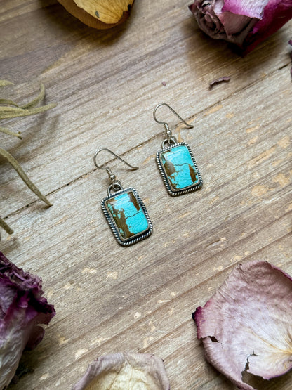 Sterling Silver Mine #8 Turquoise Dangle Earrings – Handmade by Artist Jason Ogg