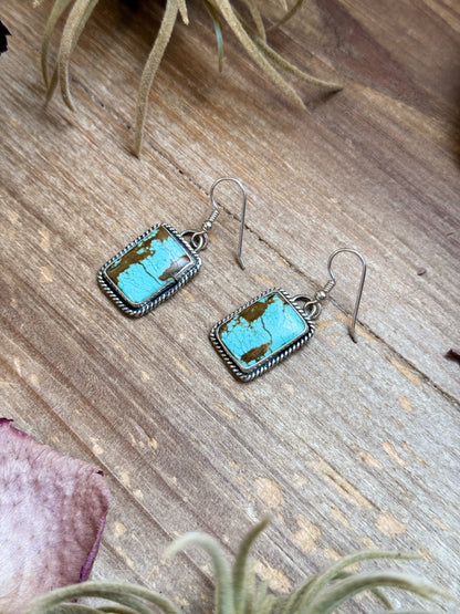 Sterling Silver Mine #8 Turquoise Dangle Earrings – Handmade by Artist Jason Ogg