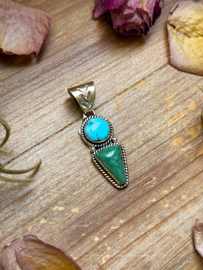 peSterling Silver Golden Hill & Green Turquoise Pendant –