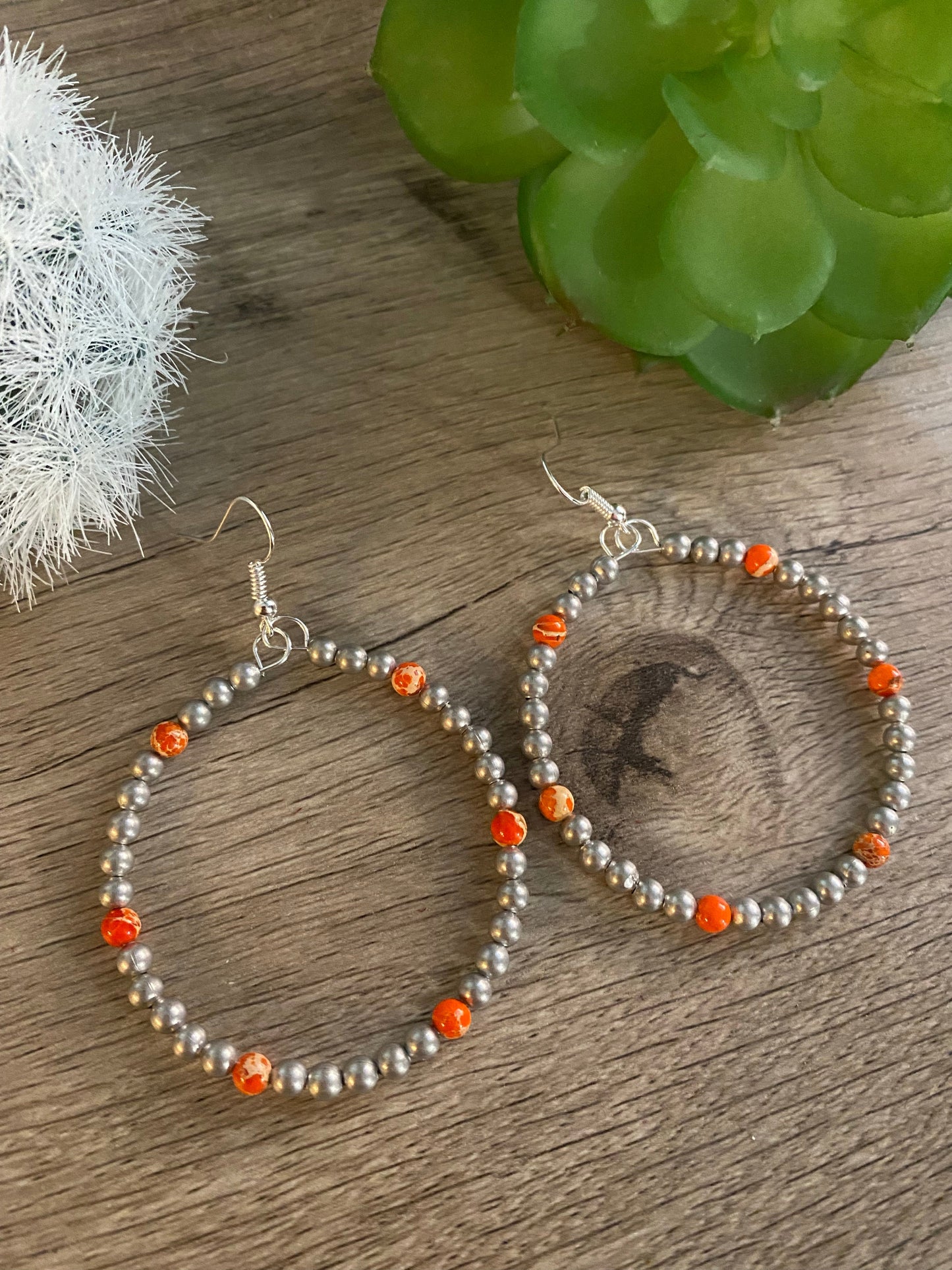 Orange Magnesite Hoop Earrings - A little Bit Of Orange