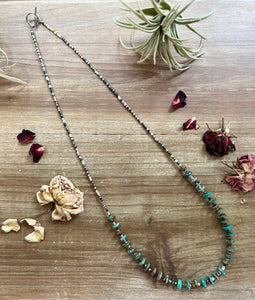 Green rondelle turquoise necklace with cream shells - fall collection