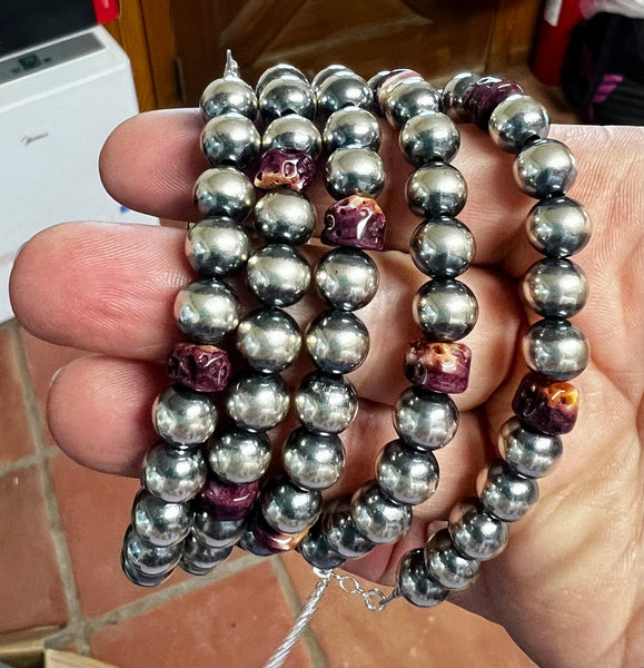8 mm Navajo pearl bracelet with purple spiny