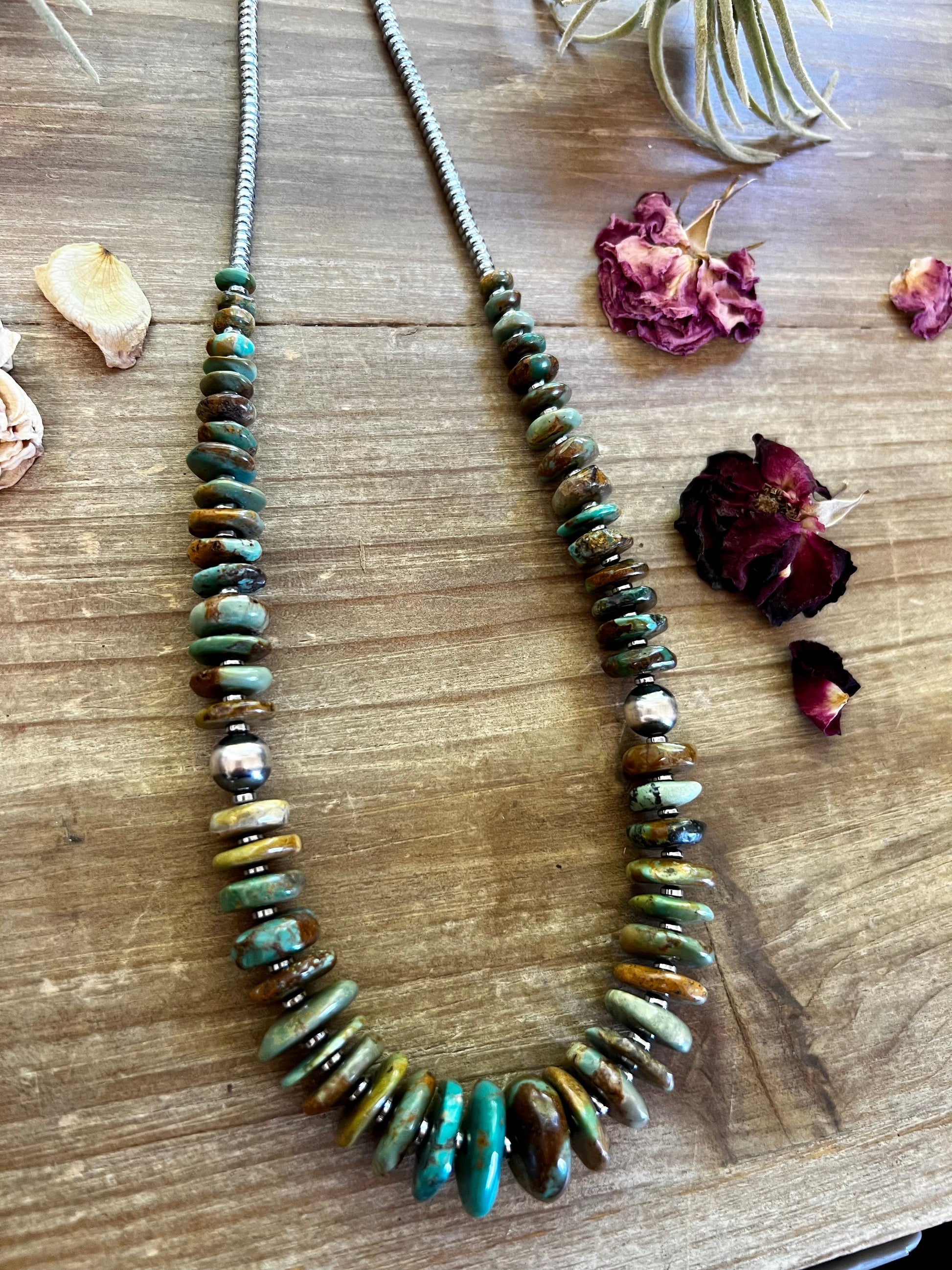 Western turquoise and silver necklace – Handmade in the USA