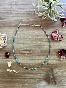 3 mm Navajo choker - blue turquoise nuggets