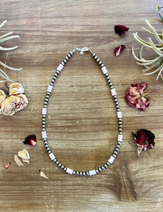 18 Inch 5 mm Navajos necklace with pink conch rondelle bigger conch 6 mm