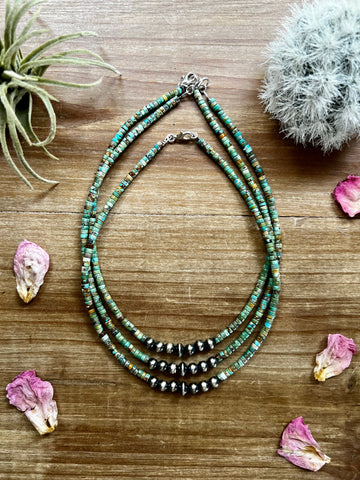 Real turquoise choker with Navajos pearl