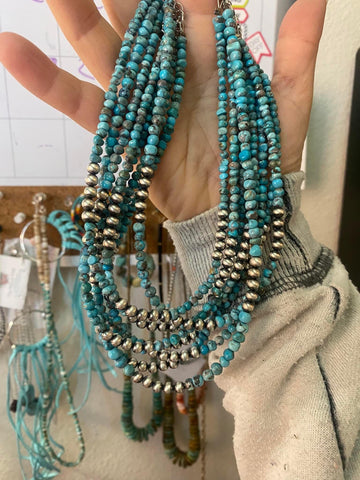 5 mm Navajo and turquoise nugget choker