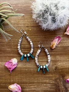 Perfect shell teardrop earrings with turquoise