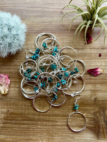 Turquoise chips earrings on mini hoop