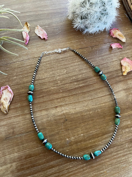 3 mm Navajo choker - real Navajo beads jewelry with turquoise
