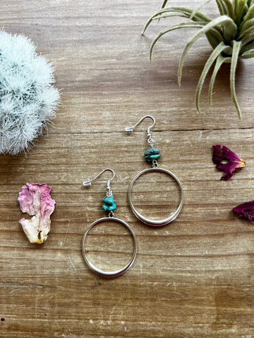 Turquoise chips earrings on mini hoop