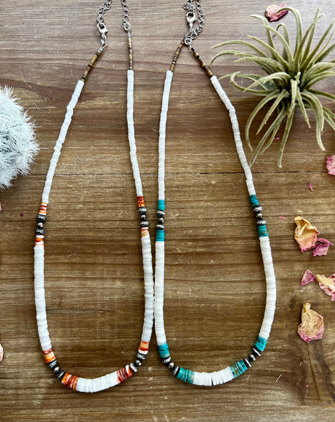 Graduated shell with Navajos turquoise or spiny