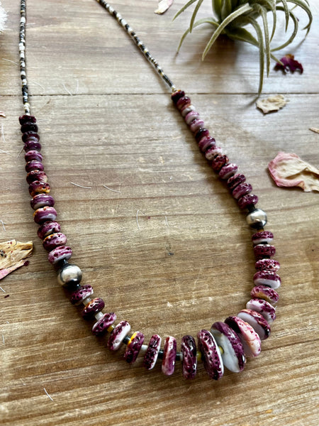 22 inch graduated purple spiny oyster with Navajo pearl