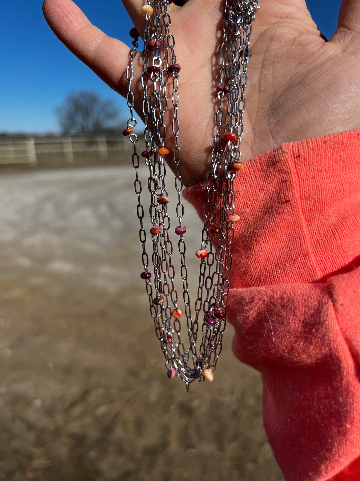 Mix purple and orange spiny chain choker