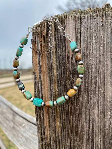 Real Turquoise  Bracelet - 6 1/4 inches