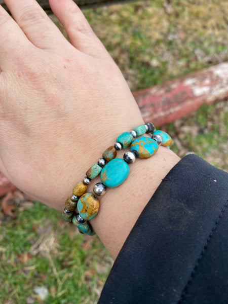 Real Turquoise  Bracelet - 6 1/4 inches