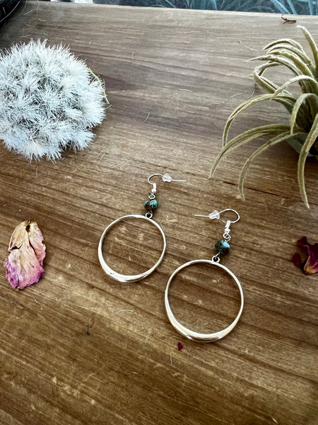 Mini hoop earrings and turquoise