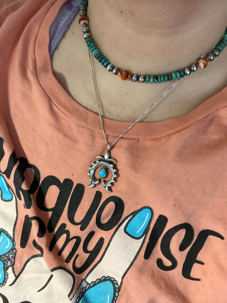 Navajo Pearl and Authentic Turquoise Choker - 14 inches