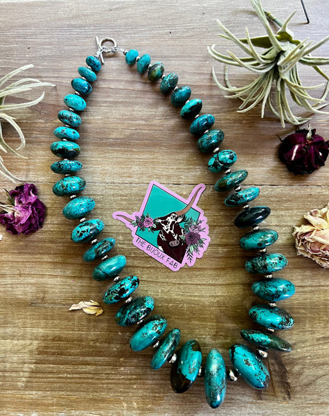 Big turquoise rondelle necklace with Navajos - one of a kind
