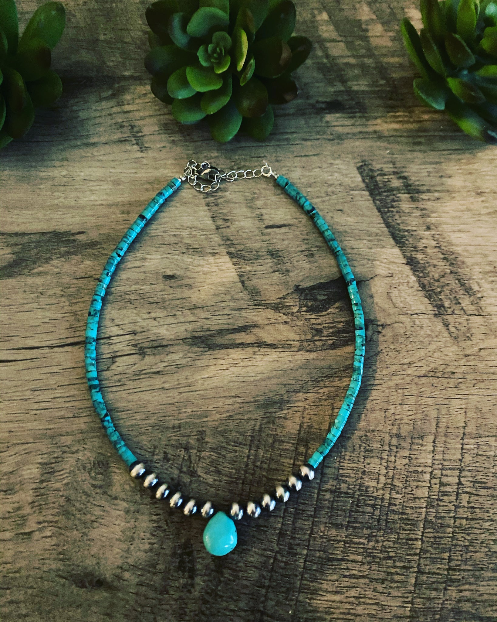 Navajo Pearl and Turquoise Heishi Choker - 14 inches long