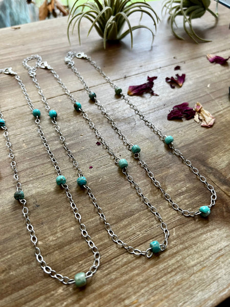 American turquoise choker and dainty chain