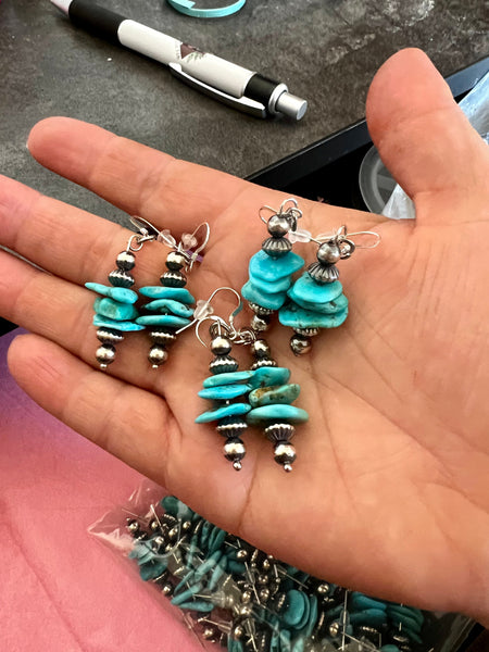 Simple dangle earrings with real turquoise and Navajos