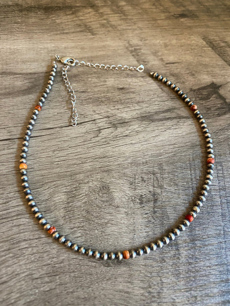 4 mm Navajo pearl choker with spiny oyster