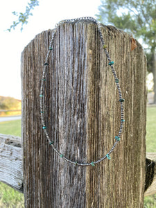 Natural Turquoise & Seed Bead Choker - 14 inches