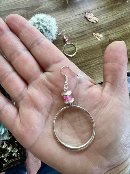 Pink mermaids beads on hoop earrings