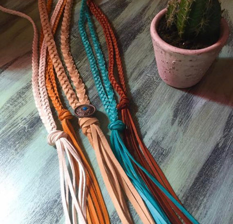 Hand Braided Leather Necklace - 26 inches