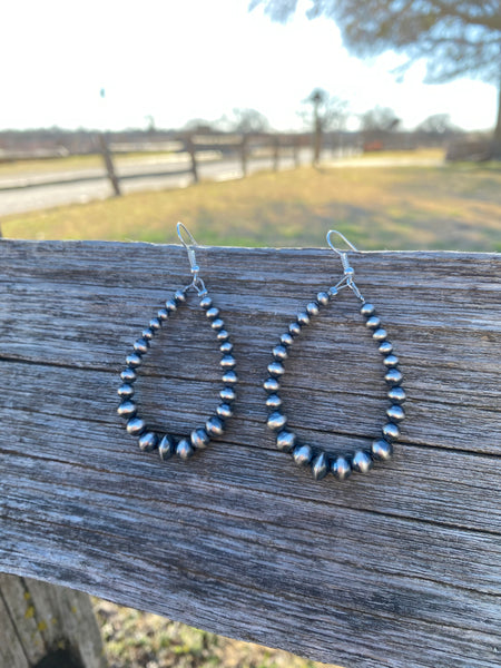 All Navajo Pearl Teardrop Earrings - 3 inches