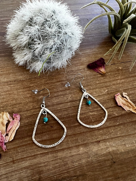 Turquoise earrings triangle dangle
