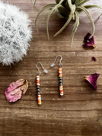 Spiny oyster and Navajos dangle earrings