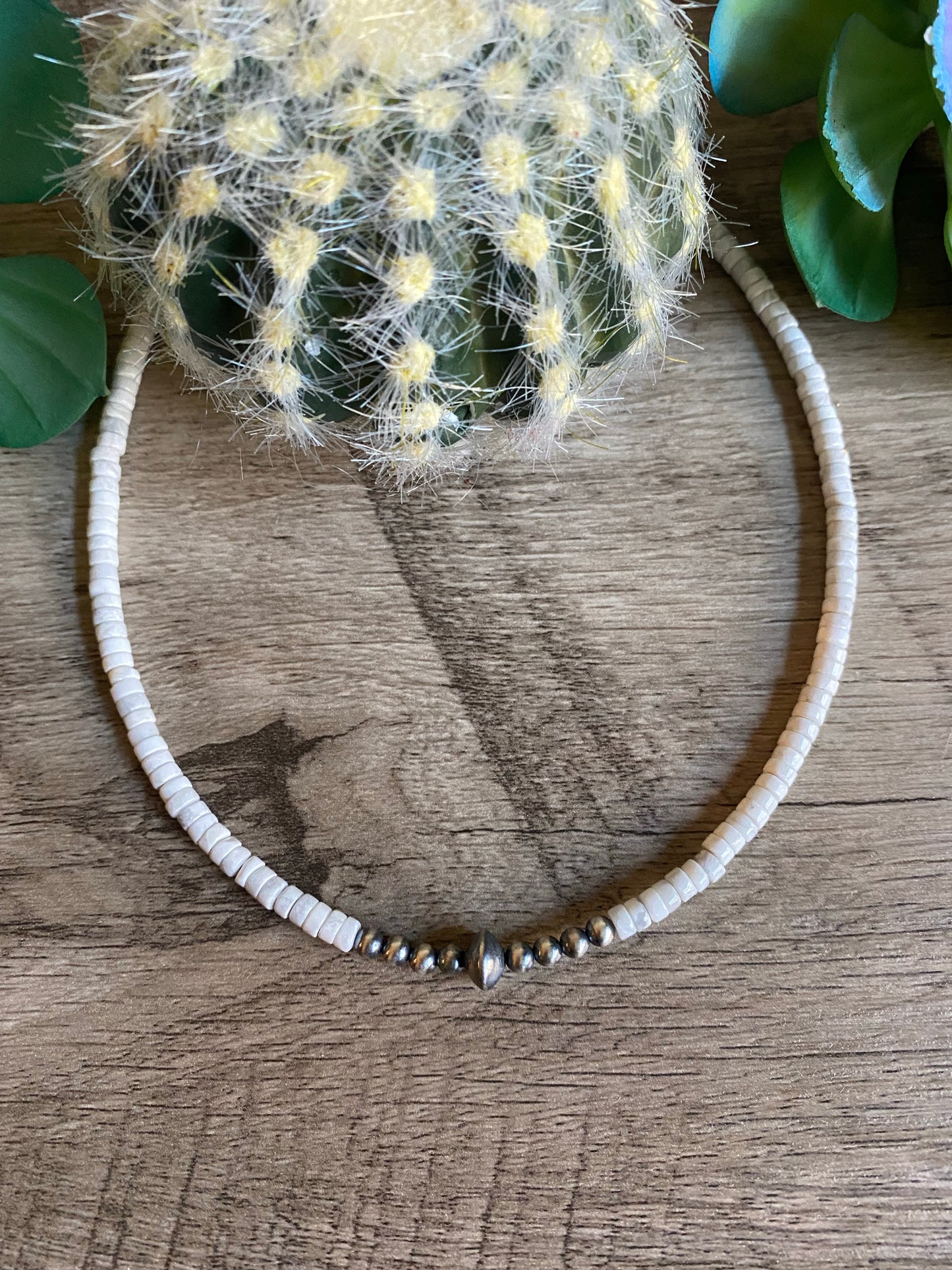 White choker and Sterling silver pearls