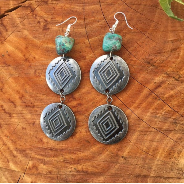 Two Concho & Turquoise Earrings