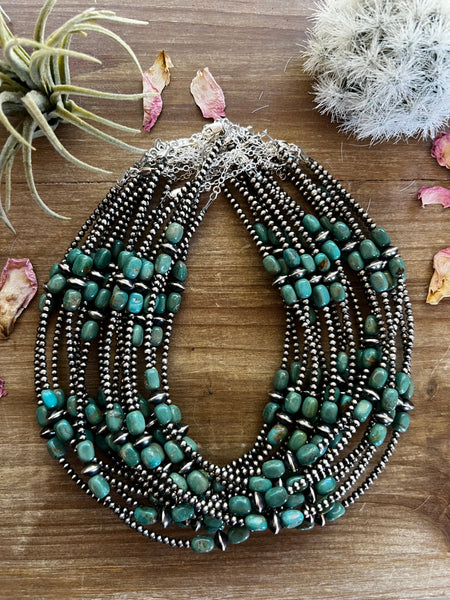 3 mm Navajo choker - real Navajo beads jewelry with turquoise